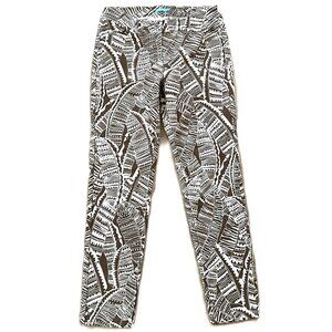 J. McLaughlin Brown & White Tropical Print Slim Fit Straight Leg Jeans Size 6
